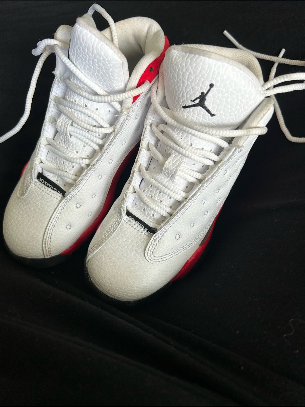 Jordan Kids White and Red Leather Basketball Sneakers
